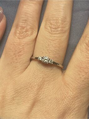 Delicate White Gold-Tone Diamond Cluster Ring - White